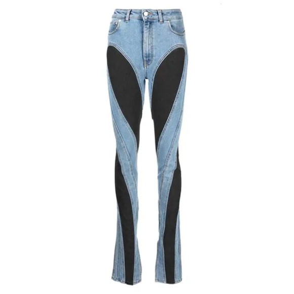 Mugler Denim - MUGLER
Spiral stretch jersey-paneled skinny jeans